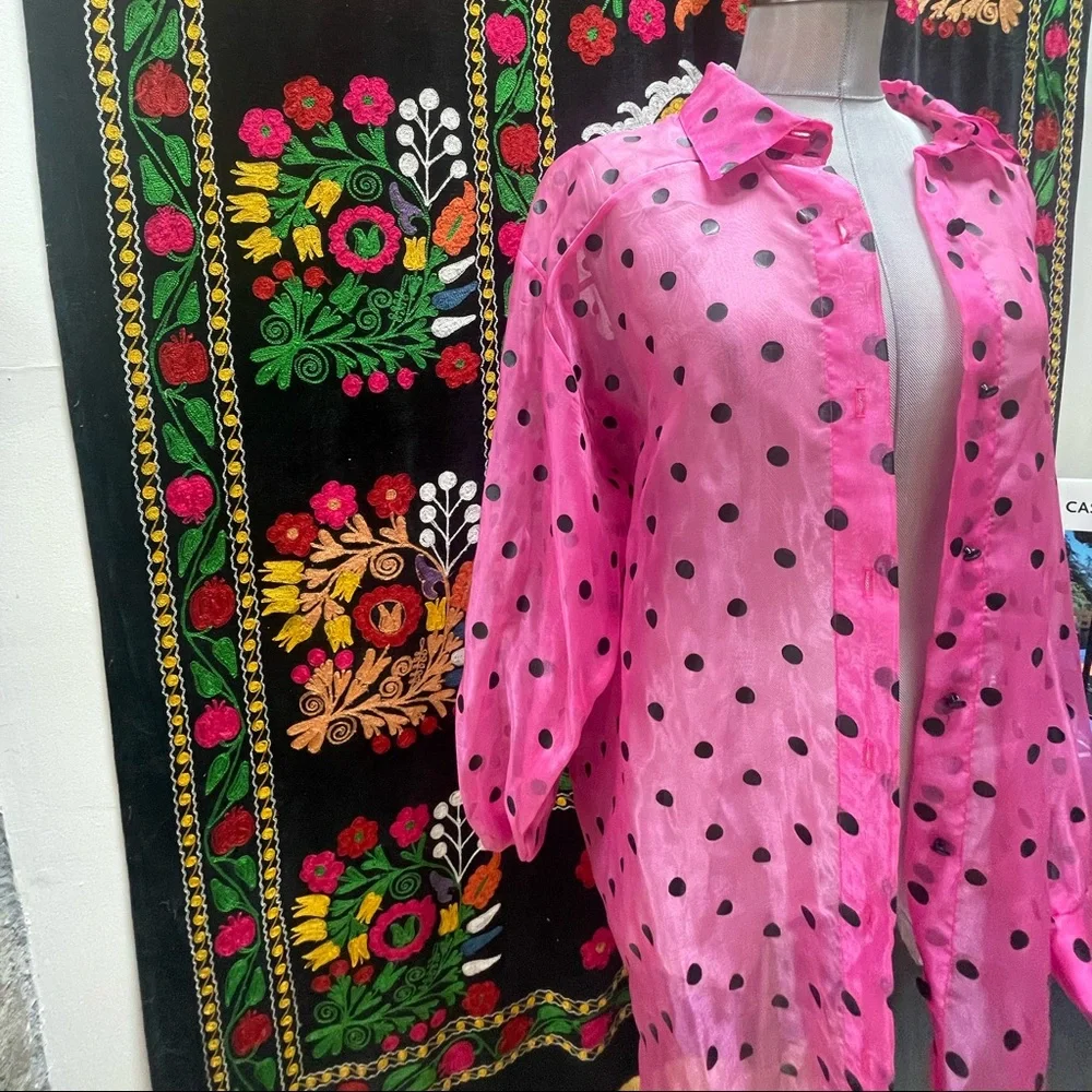 Vintage Bill Blass Sheer Oversized Button Up - Picture 3 of 8